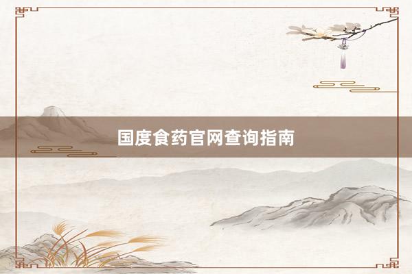 国度食药官网查询指南